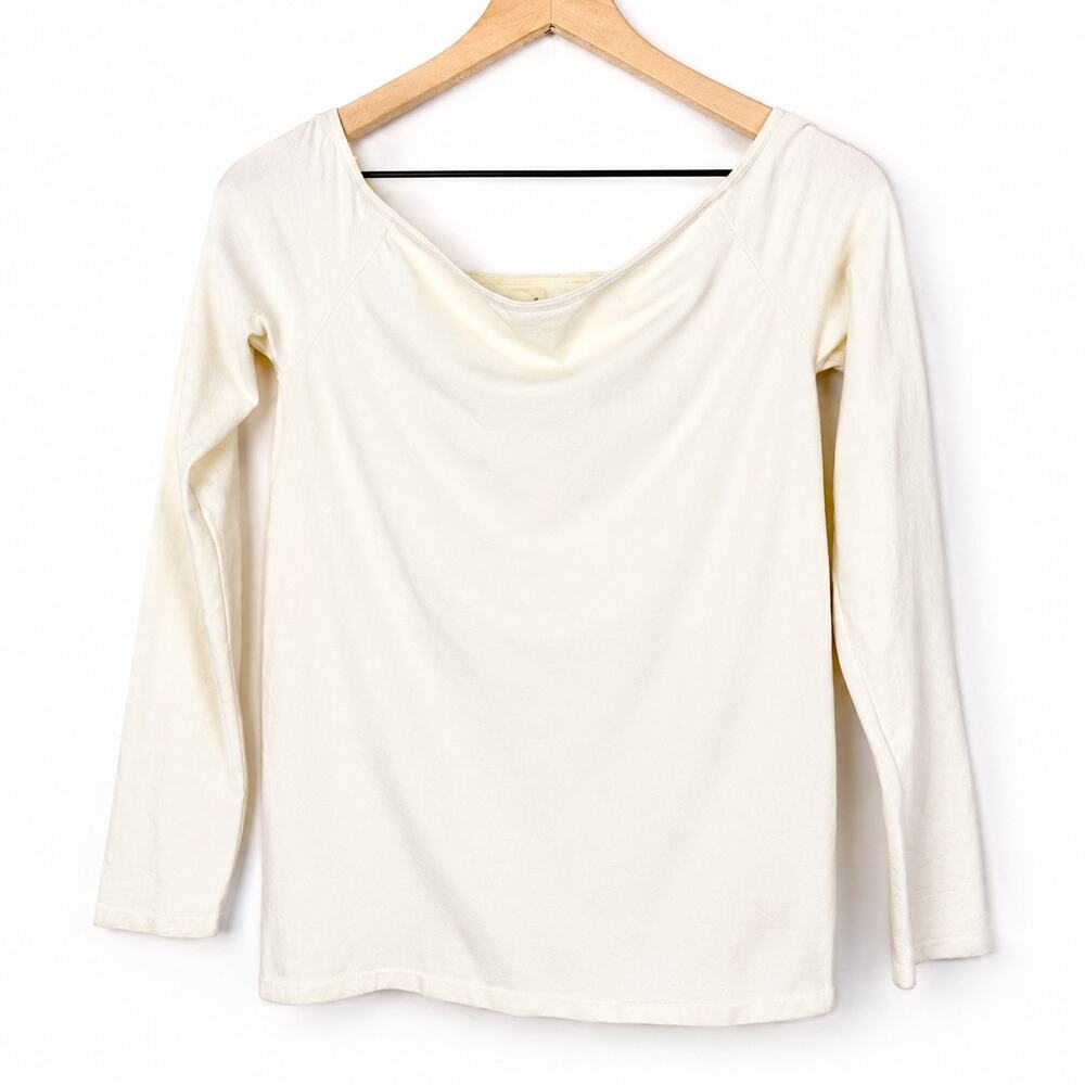 Free People Intimately White Long Sleeve Ballet Top Stretch Made USA M/L